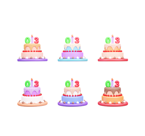 3rd Birthday Cake  3D Icon