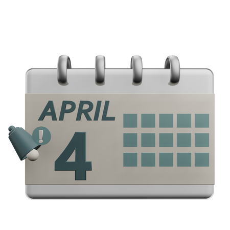 4 April  3D Icon