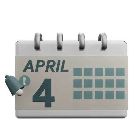 4 April  3D Icon