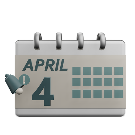 4 April  3D Icon