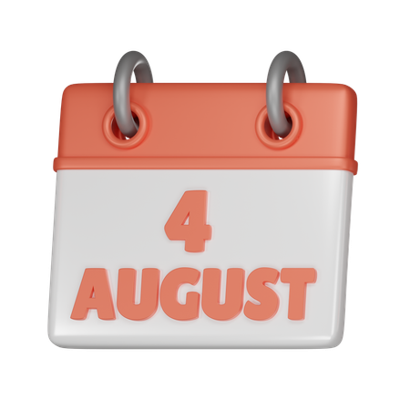 4 August  3D Icon