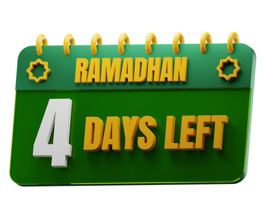 4 Days Left to Ramadan  3D Icon