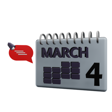 Calendário de 4 de março  3D Icon