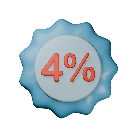 4% Discount Badge  3D Icon