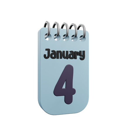 Calendario del 4 de enero  3D Icon