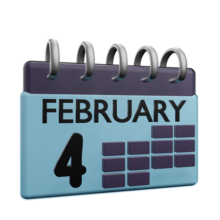Calendario del 4 de febrero  3D Icon