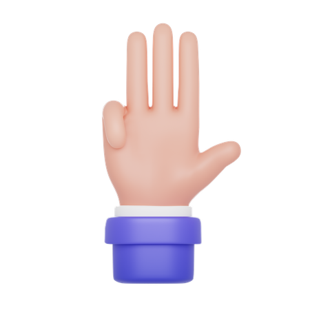 4 Finger Up Hand Gesture  3D Icon