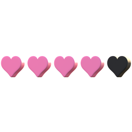 4 Heart Rating  3D Icon