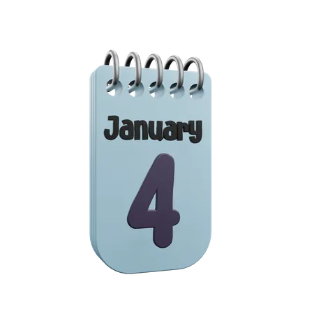 4. Januar Kalender  3D Icon