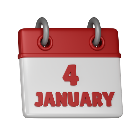 4 January  3D Icon