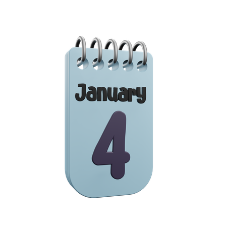 4 January Calender  3D Icon