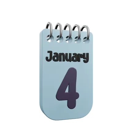 4 January Calender  3D Icon