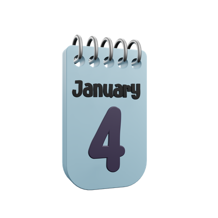 Calendrier du 4 janvier  3D Icon