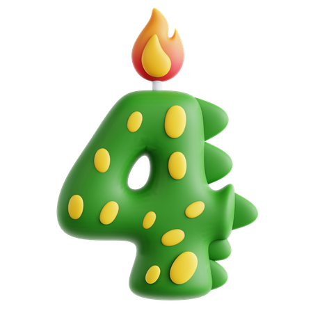 4 bougies mignonnes en forme de dinosaure  3D Icon
