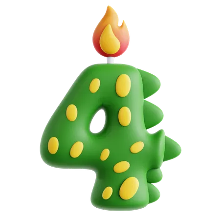 4 bougies mignonnes en forme de dinosaure  3D Icon
