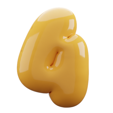 4 Number Balloon  3D Icon