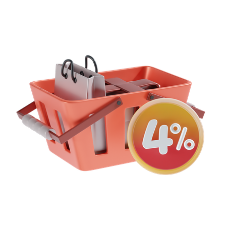 4 Percent  3D Icon