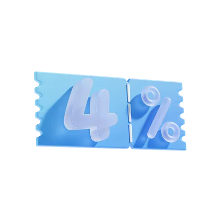 4 Percent Off 3 D Icon Illustratrion 3D Icon