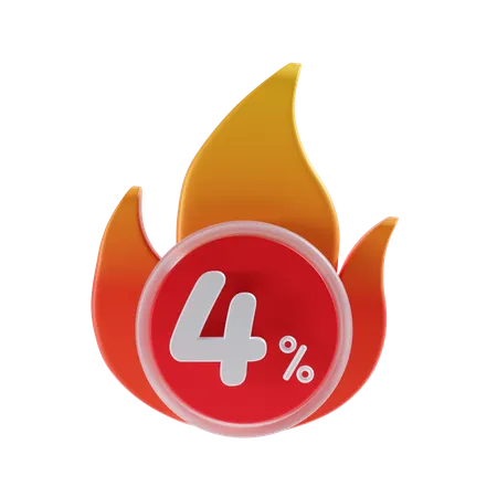 4 Percent  3D Icon