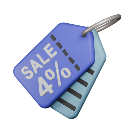 4% Sale Tag  3D Icon