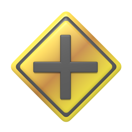 4 Way Intersection Sign  3D Icon