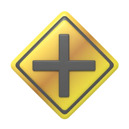 4 Way Intersection Sign  3D Icon