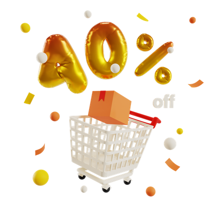 40 por cento de desconto  3D Illustration