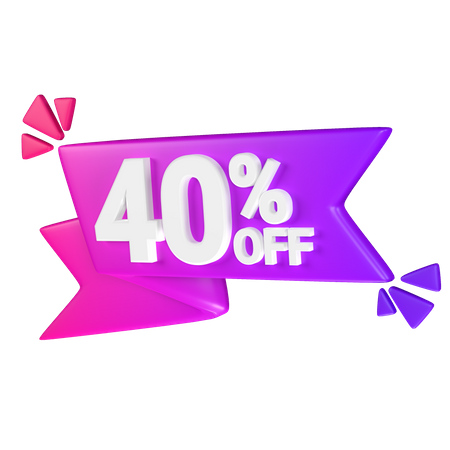 40% Discount Tag  3D Icon