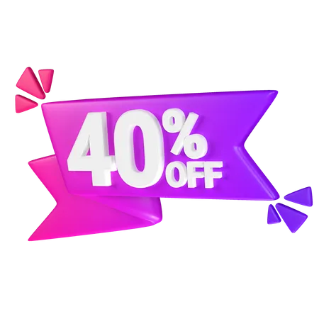 40% Discount Tag  3D Icon