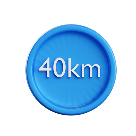 40 Km Speed  3D Icon