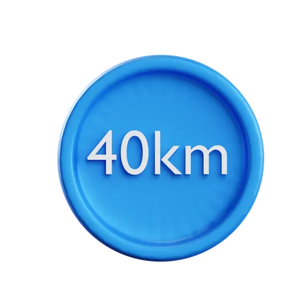 40 Km Speed  3D Icon