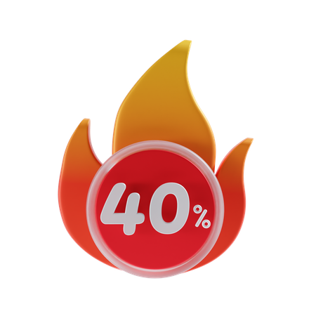 40 Percent  3D Icon