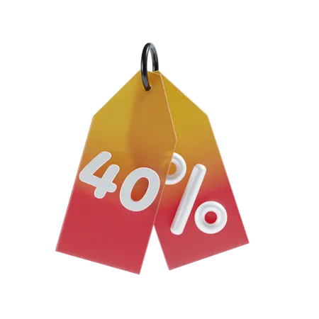 40 Percent  3D Icon