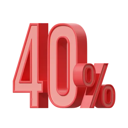 40 Percent  3D Icon