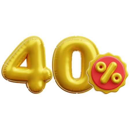 40 Percent  3D Icon
