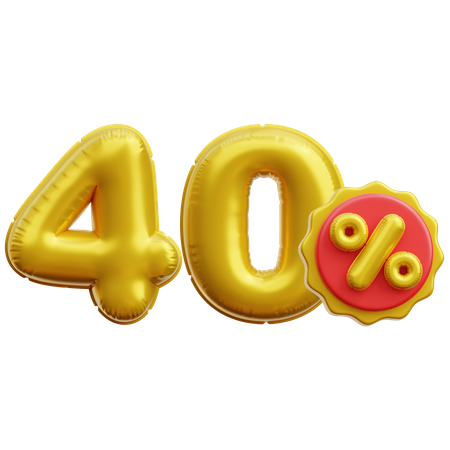 40 Percent  3D Icon