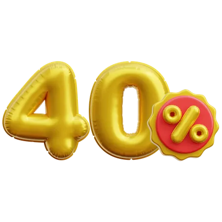 40 Percent  3D Icon