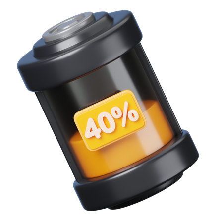 40 Percent Battery  3D Icon