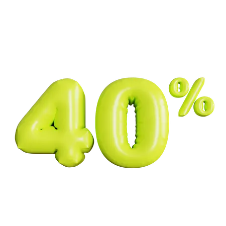 40 Percent Discount  3D Icon