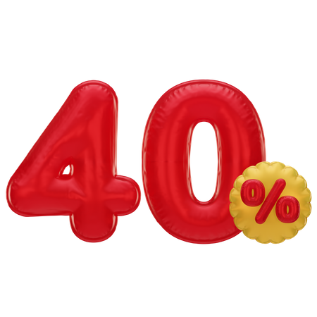 40 Percent Discount  3D Icon