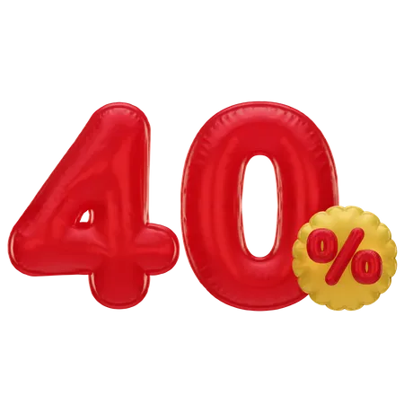 40 Percent Discount  3D Icon