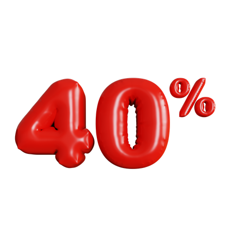 40 Percent Discount  3D Icon