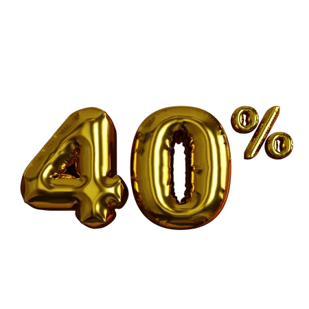 40 Percent Discount  3D Icon