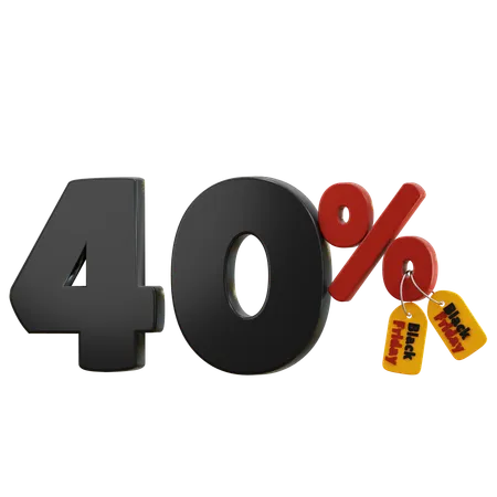 40 Percent Discount  3D Icon