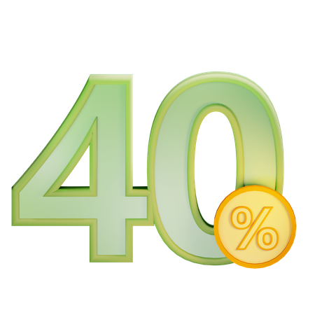 40 Percent Discount  3D Icon