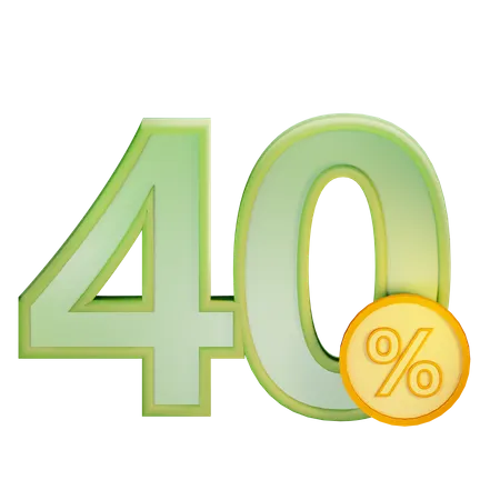 40 Percent Discount  3D Icon