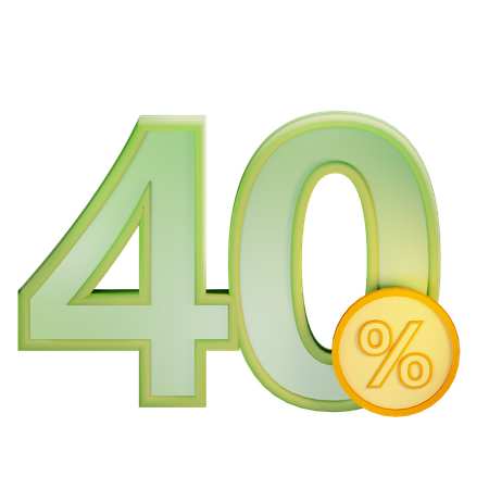 40 Percent Discount  3D Icon