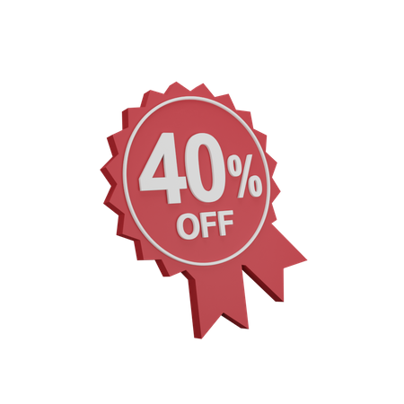 40 Percent Discount Badge  3D Icon