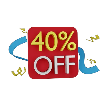 40 Percent Discount Tag  3D Icon