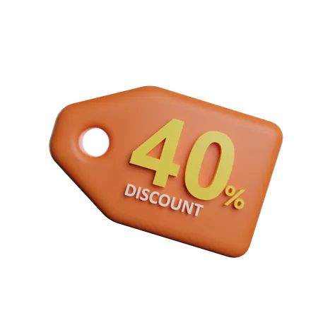 40 Percent Discount Tag  3D Illustration
